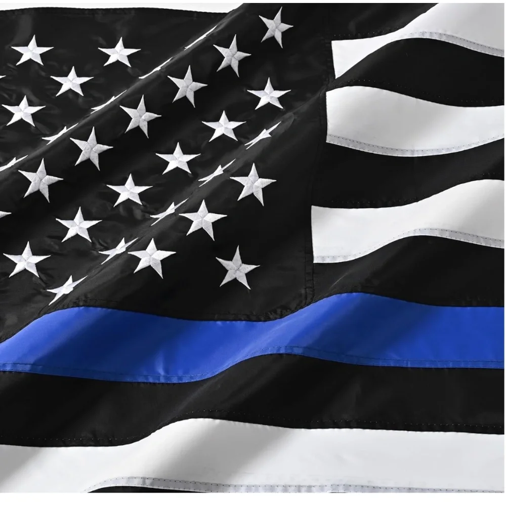 Embroidered Thin Blue Line American Flag 4x6ft Support Police Blue Lives Matter